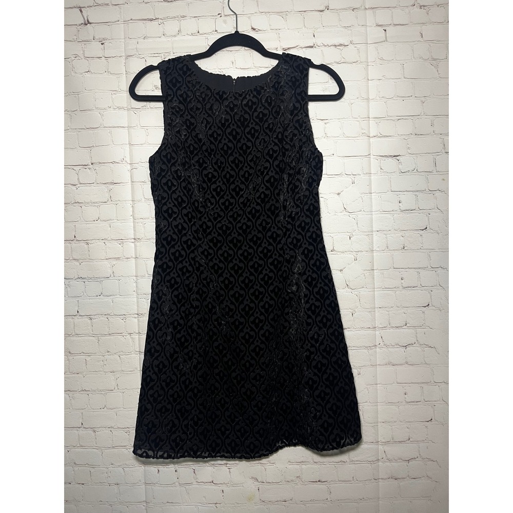 Vintage‎ 90s Max Studio Black Velvet Burnout Damask Sleeveless Sheath Dress Sz 4
